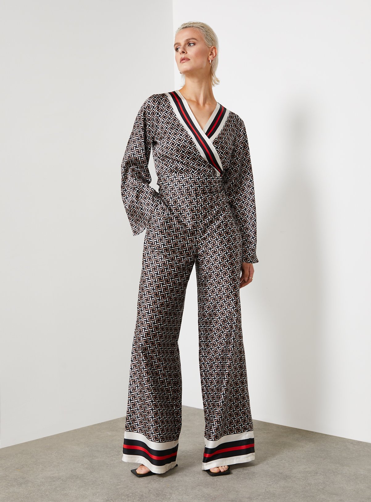 For All The Love Border Printed Satin Co-ord Wide Leg Trouser 6 - Image 5 thumbnail